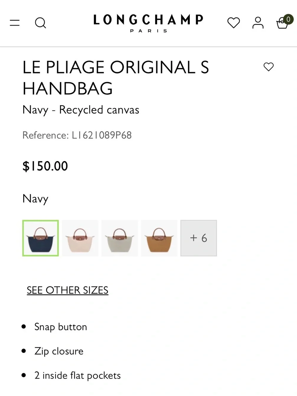 Longchamp Navy Blue Tote with Brown Leather Trim